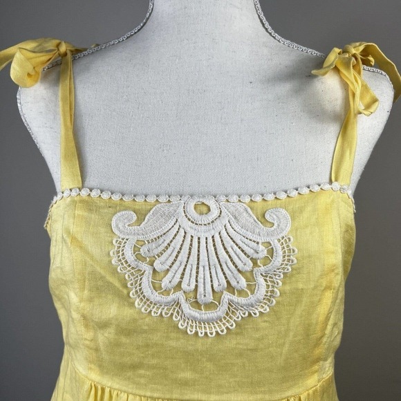 Lilly Pulitzer Cormick Yellow Linen Dress Size 6 Tie Shoulder Summer Beach - Picture 5 of 16